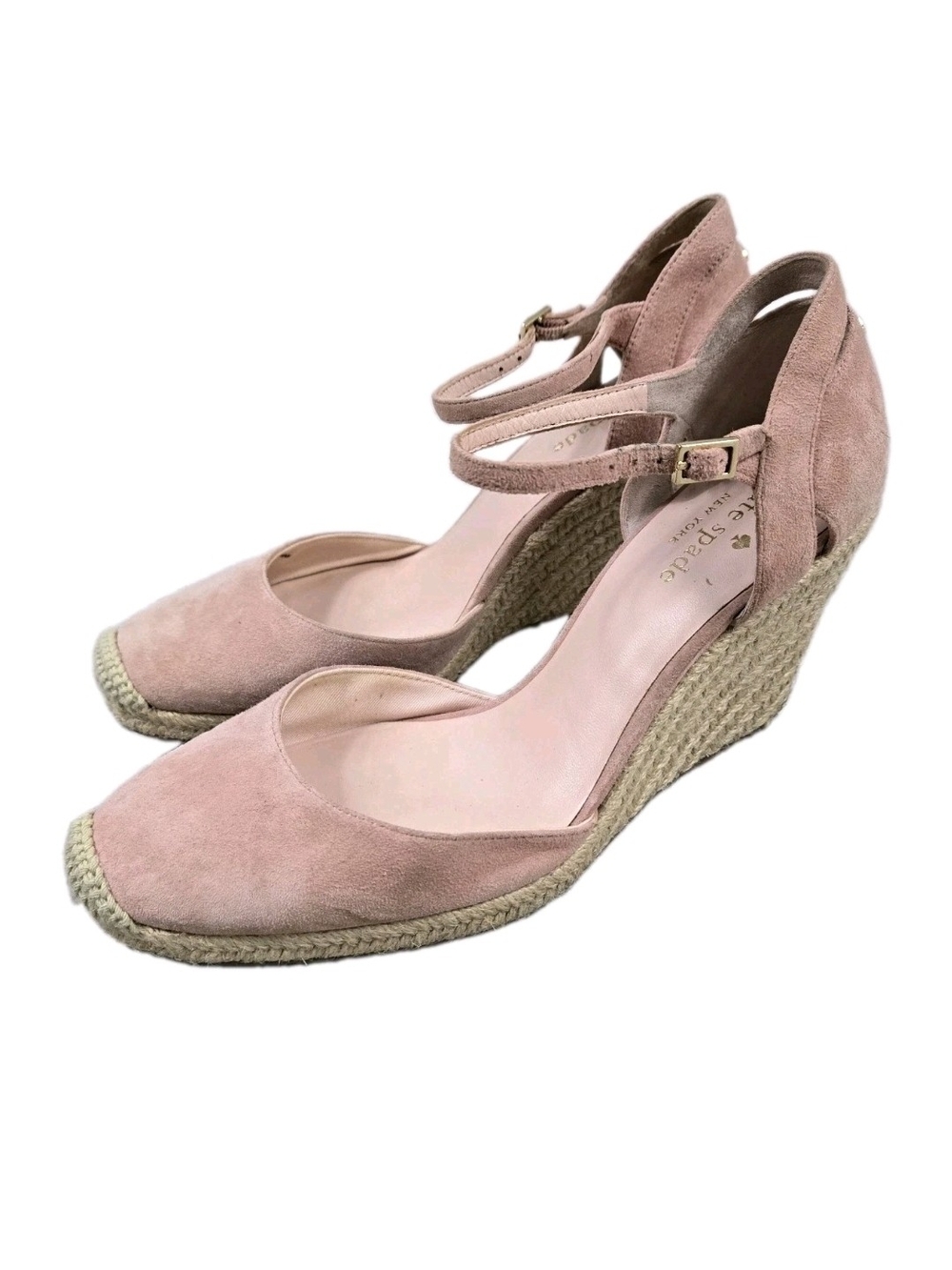 Kate Spade Giovanna Espadrille Wedge Sandal Heel Size 7.5 Pink Closed Toe Preppy